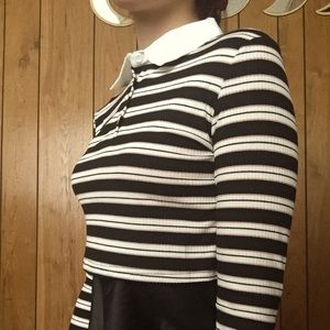 Long sleeve collared striped shirt